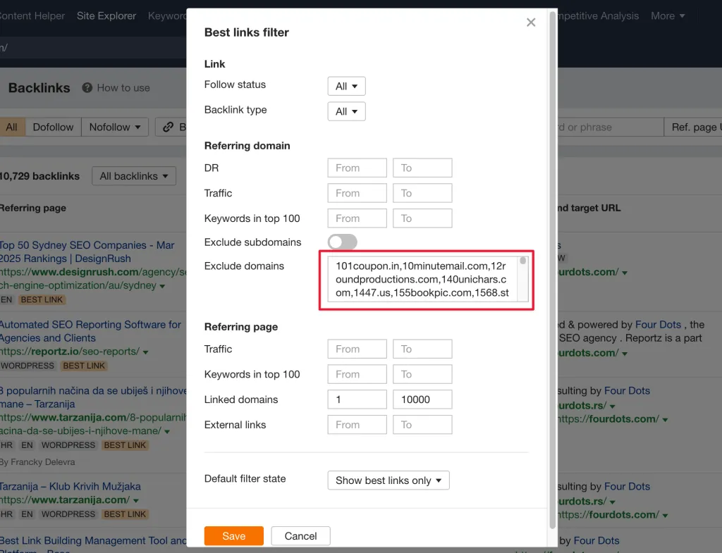 Ahrefs spam links
