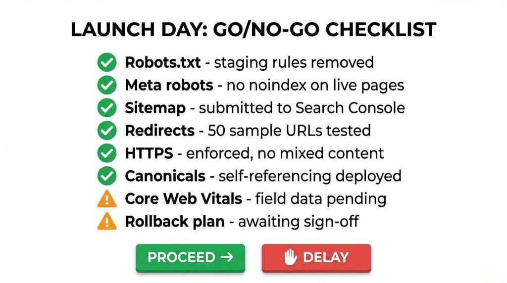 Launch day go/no-go checklist